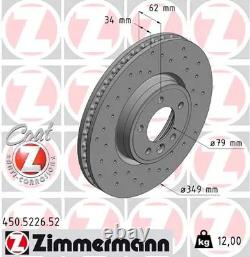 2x Brake disc internally vented 450.5226.52 ZIMMERMANN for LAND ROVER