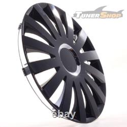 4 Hub Caps 16 Inch Wheel Trims Covers Sail Black schwarz for Alfa Dacia Honda La