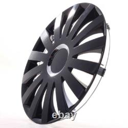 4 Hub Caps 16 Inch Wheel Trims Covers Sail Black schwarz for Alfa Dacia Honda La