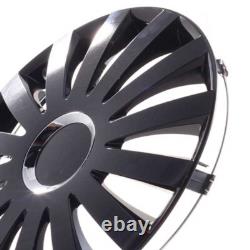 4 Hub Caps 16 Inch Wheel Trims Covers Sail Black schwarz for Alfa Dacia Honda La