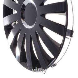 4 Hub Caps 16 Inch Wheel Trims Covers Sail Black schwarz for Alfa Dacia Honda La