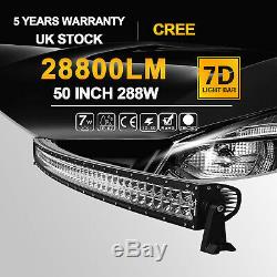 50 inch Curved Led Light Bar 288W Spot Flood Combo Beam Driving Lamp Cree ATV