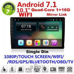 Android 7.1 Single DIN 10.1 Car Stereo GPS Sat Nav SD DAB+ WiFi Radio Bluetooth