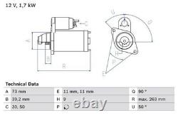BOSCH Starter Motor for Land Rover Range Rover 4.6 September 1998 to July 2002