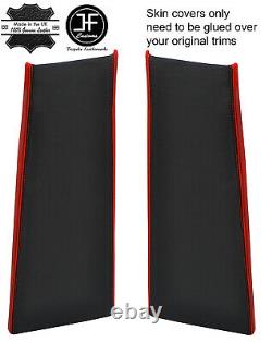 Black & Red Leather 2x Lower B Pillar Covers For Range Rover Sport 2005-2013