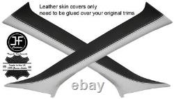 Black & White Real Leather 2x A Pillar Covers Fits Range Rover Evoque 11-18