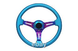 Blue Turquoise Neo Chrome TS Aftermarket steering wheel 6x70mm pcd 350mm