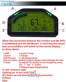 Car Dash Race Display Gauge SENSOR KIT Dashboard LCD Screen 9000rpm Rally Gauge