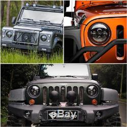DOT E Approved 7 inch LED headlights x2 for Land Rover Defender RHD 7 90 110
