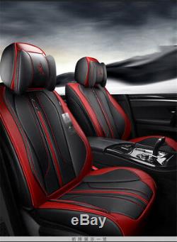 Deluxe 5 seats 6D Seat Cover Full Set Cushion Interior Accessories Black / red