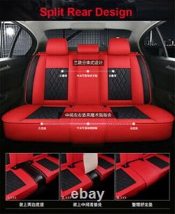 Deluxe Edition Microfiber Leather Seat Covers Cushion Red Black Full Set For Car