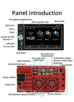 Double Din Car Stereo Radio CarPlay Bluetooth 6.2in MP5 Player USB With8LED Camera
