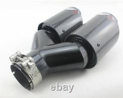 Dual Tube Carbon Fiber Exhaust Tip Dual Pipe ID2.5 63mm OD3.5 89mm L+Rside