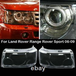 For Land Rover Range Rover Sport 2006-09 Pair Headlight Headlamp Lens Cover New