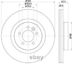 Front Brake Discs And Pads For Land Rover 360mm Internally Vented 1825c 20643124