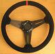Genuine Leather Sports Steering Wheel Red Stitch Suede Finish 350mm Pcd 70mm