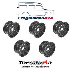 Grw012 Set Of 5 Steel Modular Wheels Black For Land Rover Discovery 2 1998-2004