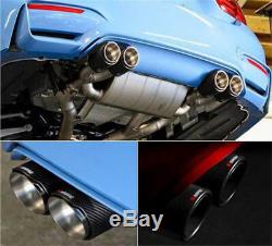 Left+Right h Type Real Carbon Fiber Stainless Dual Tip Exhaust Pipe Tail Muffler