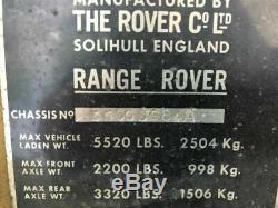 Range Rover Suffix A 5/72 Rare 6 Wheel Drive, Rust Free And Running