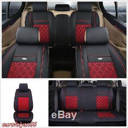 Standard Breathable 5-Seat Autos PU Leather & Mess Fabric Front+Rear Seat Covers