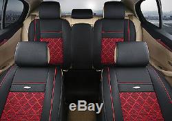 Standard Breathable 5-Seat Autos PU Leather & Mess Fabric Front+Rear Seat Covers
