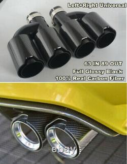 Universal 63mm-89MM -Dual Pipes Right + Left Side Glossy Exhaust TWIN End Tips