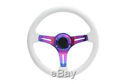 White Neo Chrome TS Aftermarket Sports Steering Wheel 6x70mm PCD