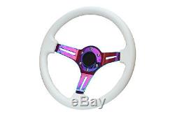 White Neo Chrome TS Aftermarket Sports Steering Wheel 6x70mm PCD