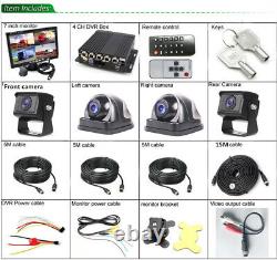 4ch Car Truck Dvr Enregistreur Vidéo +7 Hd Monitor+4 Matte Night Cameras Kit