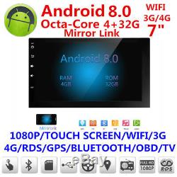 7''android 8.0 4g Wifi Double 2din Autoradio Stéréo Multimédia Gps Navi Bt Dab +