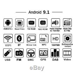 9 Android 9.1 1080p Quad Core 1 Go + 16 Go Navigation Gps Stéréo Voiture Radio 2 Din