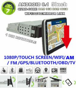 9 Pouces Car Stereo Radio 1 Gps Din Fm Lecteur Navi Mp5 Écran Tactile Android 16 Go