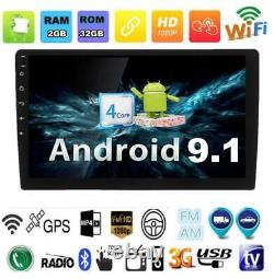 Android 9.1 4-core Double 2din 9 Voiture Stereo Radio Sat Nav Gps Mp5 Lecteur 2+32gb