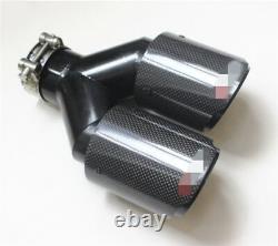 Double Tube Carbon Fiber Exhaust Tip Dual Pipe Id2.5 63mm Od3.5 89mm L+rside