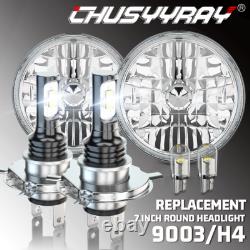 Phare LED 7 pouces à faisceau haut/bas avec ampoules H4 T10 pour Wrangler JK LJ CJ TJ