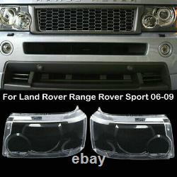Pour Land Rover Range Rover Sport 2006-09 Pair Headlight Headlight Lens Cover Nouveau