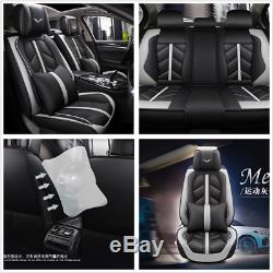 Siège Complet En Cuir Pu Siège D'auto Housse De Coussin Pad Avec Appuie-tête Et La Taille Oreillers