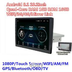 Unique 1-din Android 8.1 10.1inch Voiture Stereo Radio Gps Nav Wifi Bt Dab Obd 1+16g